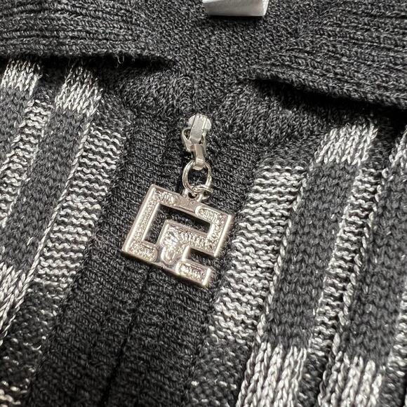 St John Sport Marie Gray Wool Jacket SIZE S Full Zip Studded Metallize Cardigan - Picture 8 of 12